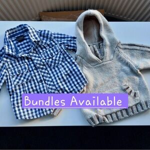 Blue Checkered Shirt and Gray Hoodie for Kids